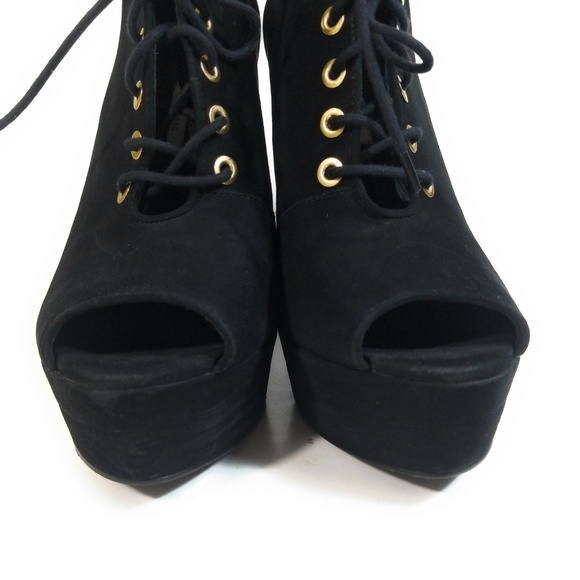 Diane Von Furstenberg Wedge Peep Toe Booties 8.5 M - Picture 3 of 8